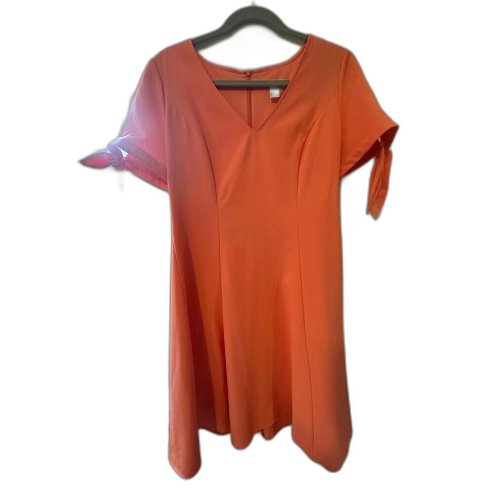 London Times Coral Professional Dress with Tie Sleeves | Size 8